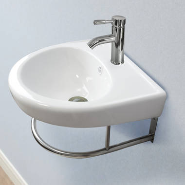 Wall hung sink discount with towel rail